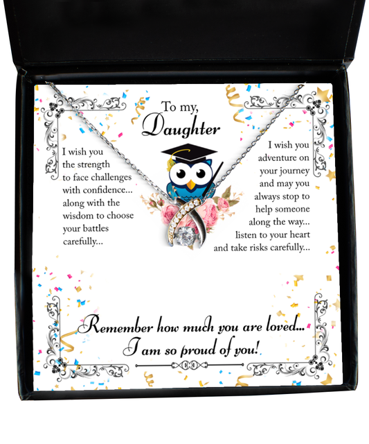 Daughter Wishbone Dancing Necklace Graduation Gift, Gift Message Card For Daughter, Gift For Daughter, Graduation Gift To My Daughter