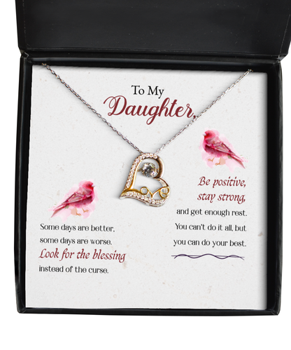 To My Strong Daughter, Love Dancing Necklace For Daughter, Best Gift To My Daughter, Jewelry Message Card For Daughter