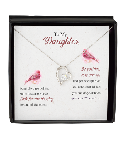 To My Strong Daughter, Solitaire Crystal Necklace For Daughter, Best Gift To My Daughter, Jewelry Message Card For Daughter