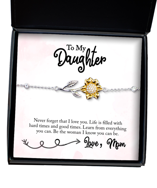 Inspirational Gift To My Daughter From Mom, Sunflower Bracelet For Daughter, Mom To Daughter Love Gift, Jewelry For Daughter