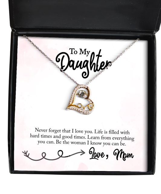 Inspirational Gift To My Daughter From Mom, Love Dancing Necklace For Daughter, Mom To Daughter Love Gift, Jewelry For Daughter