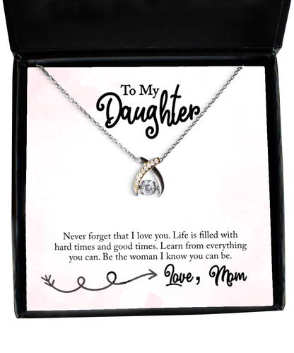 Inspirational Gift To My Daughter From Mom, Wishbone Dancing Necklace For Daughter, Mom To Daughter Love Gift, Jewelry For Daughter