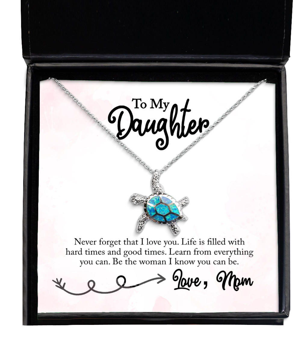 Inspirational Gift To My Daughter From Mom, Opal Turtle Necklace For Daughter, Mom To Daughter Love Gift, Jewelry For Daughter