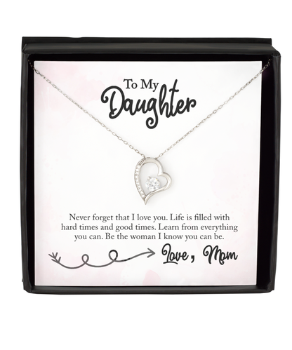 Inspirational Gift To My Daughter From Mom, Solitaire Crystal Necklace For Daughter, Mom To Daughter Love Gift, Jewelry For Daughter