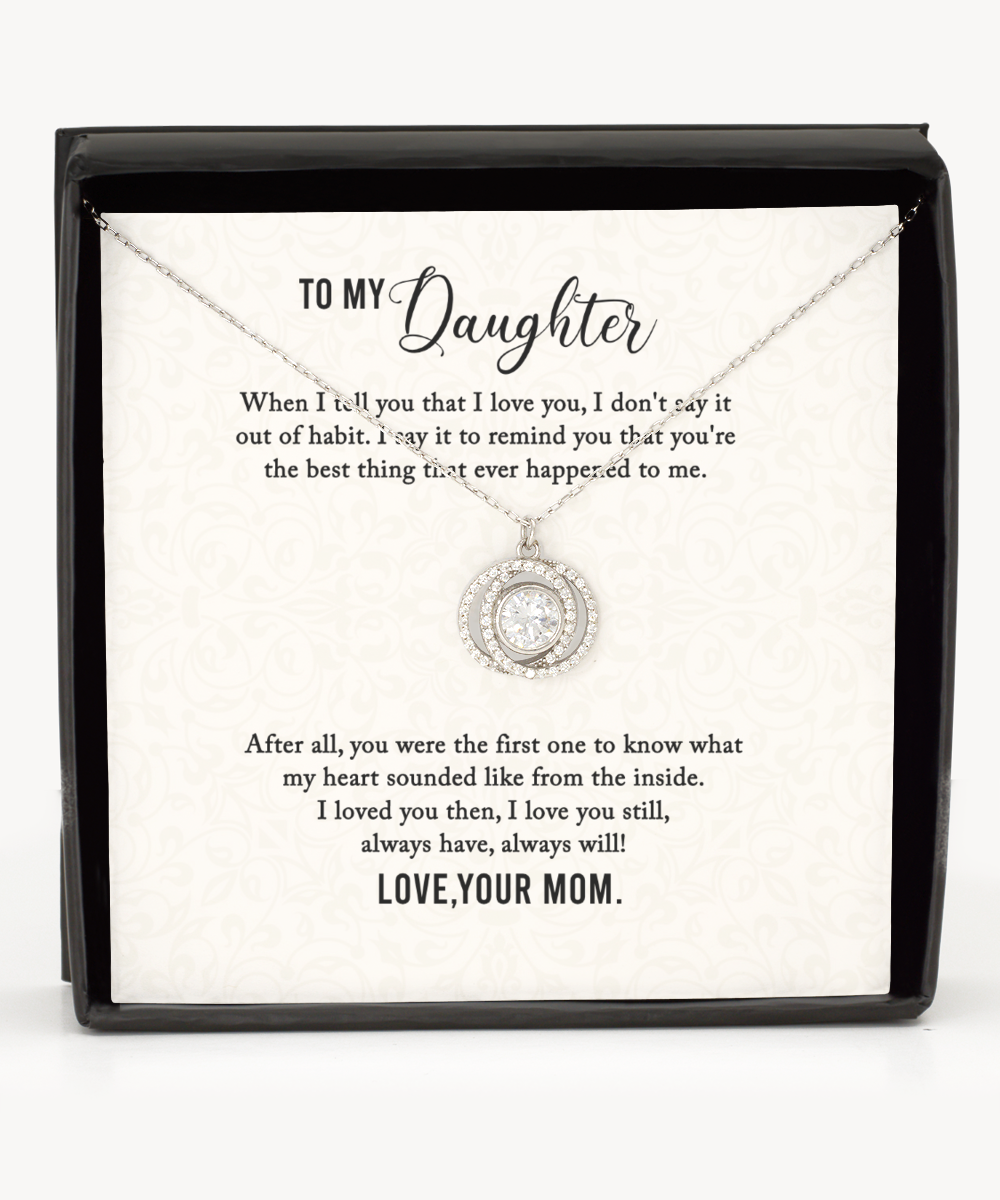 To My Daughter Double Crystal Circle Necklace, Daughter Gift From Mom, Mom to Daughter Jewelry Gift, Birthday Gift For Daughter