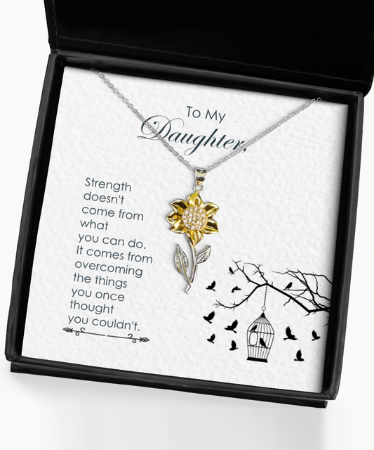 Jewelry Gift For Daughter, Daughter Sunflower Pendant Necklace, To My Daughter, Gift To Daughter, Daughter Encouragement Gift