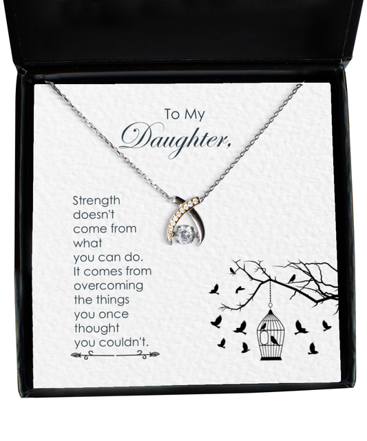 Jewelry Gift For Daughter, Daughter Wishbone Dancing Necklace, To My Daughter, Gift To Daughter, Daughter Encouragement Gift