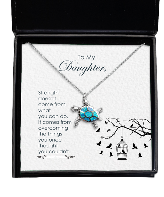 Jewelry Gift For Daughter, Daughter Opal Turtle Necklace, To My Daughter, Gift To Daughter, Daughter Encouragement Gift