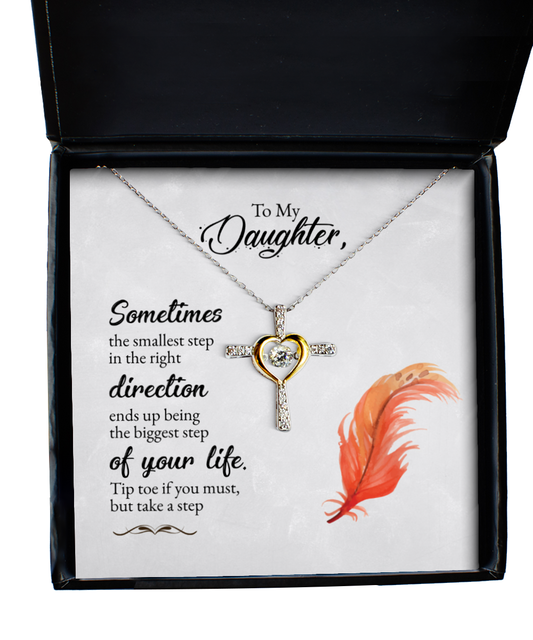 Gift For Daughter, Daughter Cross Dancing Necklace, Daughter Jewelry, Sentimental Gift To My Daughter, Daughter Strength Necklace