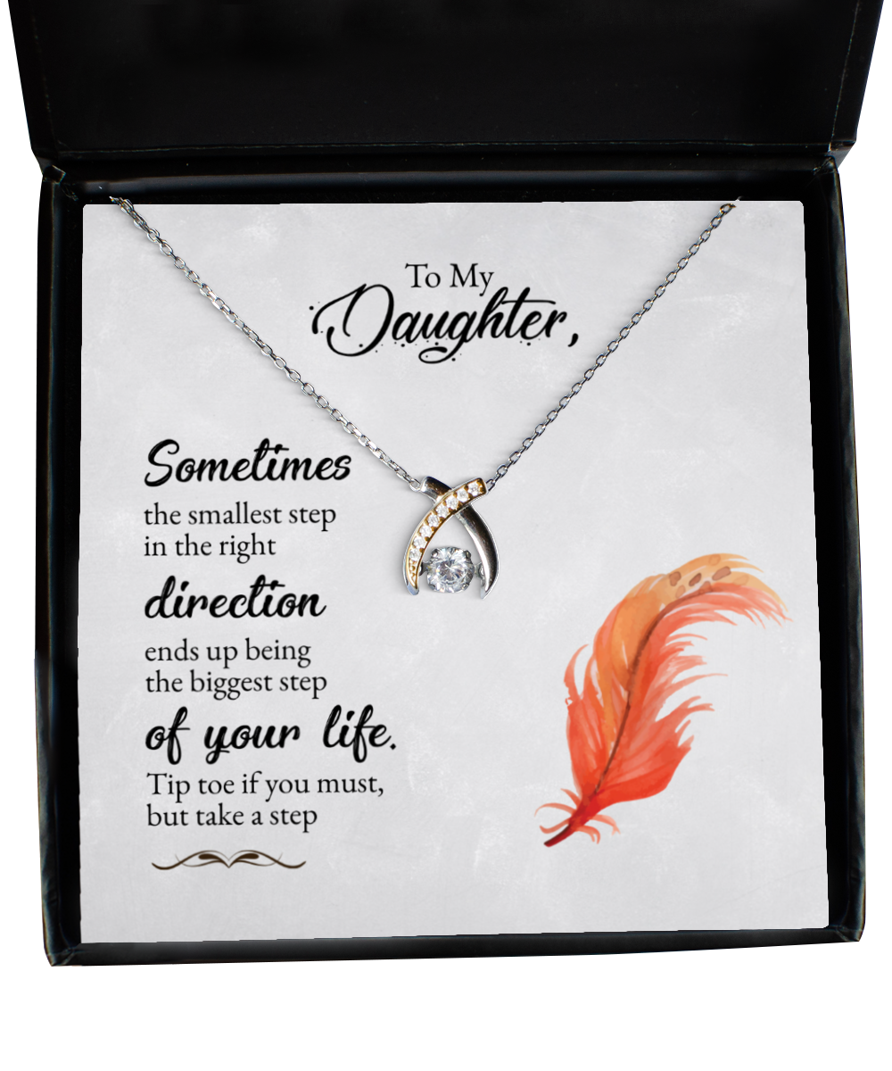 Gift For Daughter, Daughter Wishbone Dancing Necklace, Daughter Jewelry, Sentimental Gift To My Daughter, Daughter Strength Necklace