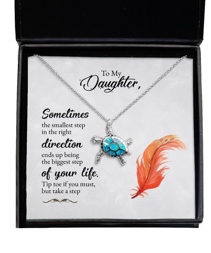 Gift For Daughter, Daughter Opal Turtle Necklace, Daughter Jewelry, Sentimental Gift To My Daughter, Daughter Strength Necklace