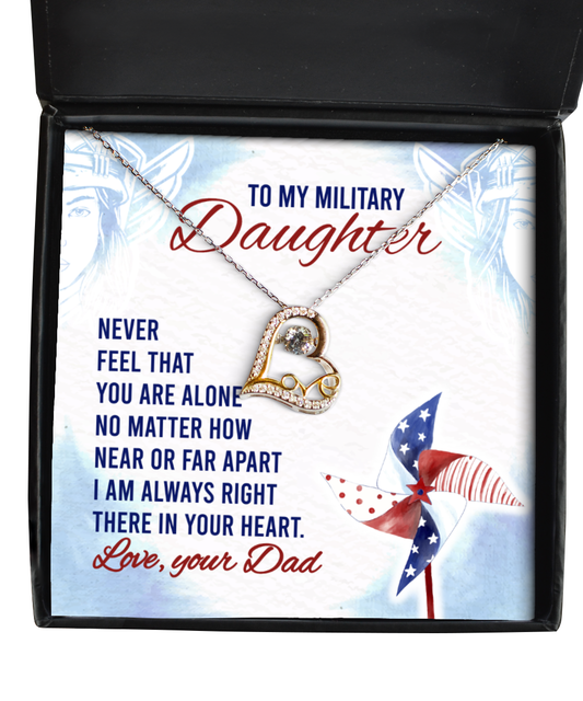 To My Military Daughter Love Dancing Necklace, Military Daughter Gift From Dad, Dad To Military Daughter Jewelry Gift