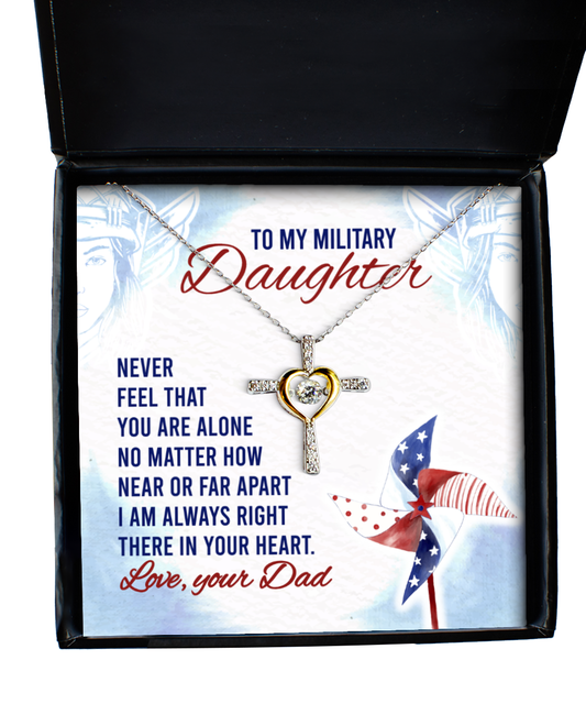 To My Military Daughter Cross Dancing Necklace, Military Daughter Gift From Dad, Dad To Military Daughter Jewelry Gift