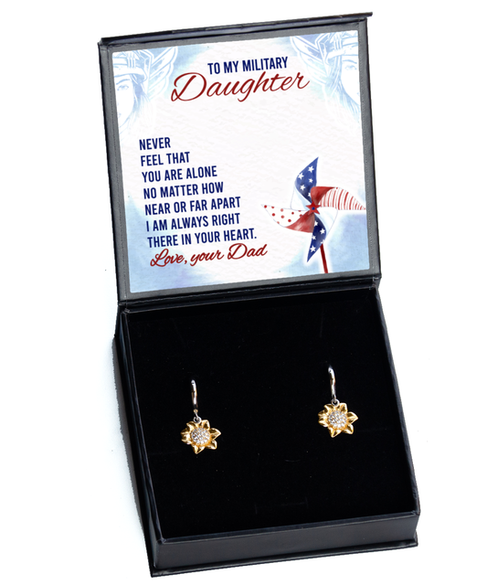 To My Military Daughter Sunflower Earrings, Military Daughter Gift From Dad, Dad To Military Daughter Jewelry Gift