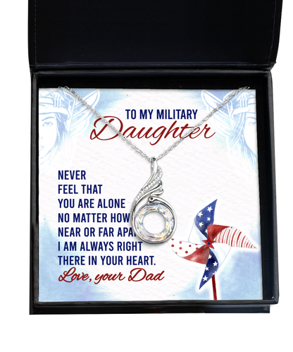 To My Military Daughter Rising Phoenix Necklace, Military Daughter Gift From Dad, Dad To Military Daughter Jewelry Gift