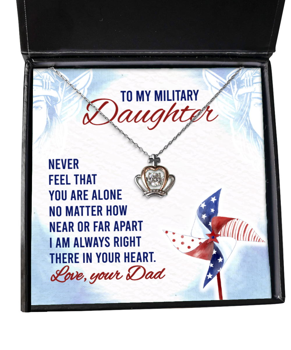 To My Military Daughter Crown Pendant Necklace, Military Daughter Gift From Dad, Dad To Military Daughter Jewelry Gift