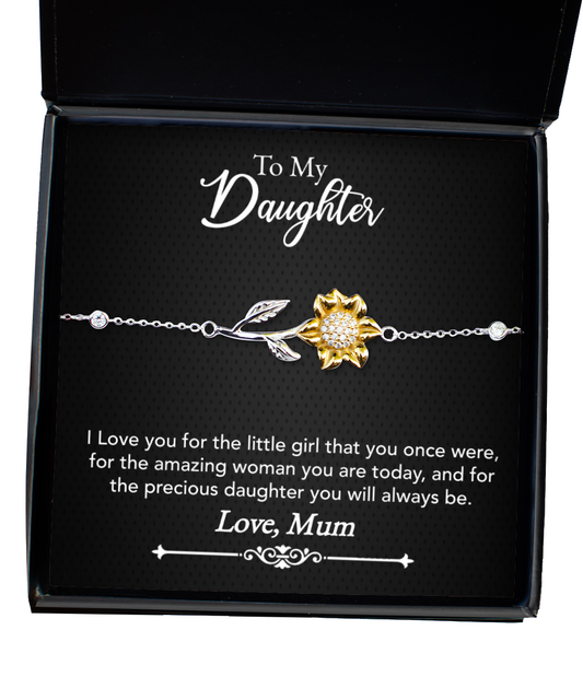 Mum Jewelry Gift To Daughter, Sunflower Bracelet For Daughter, Mum To Daughter, Mum Daughter Gift, Loving Daughter From Mum