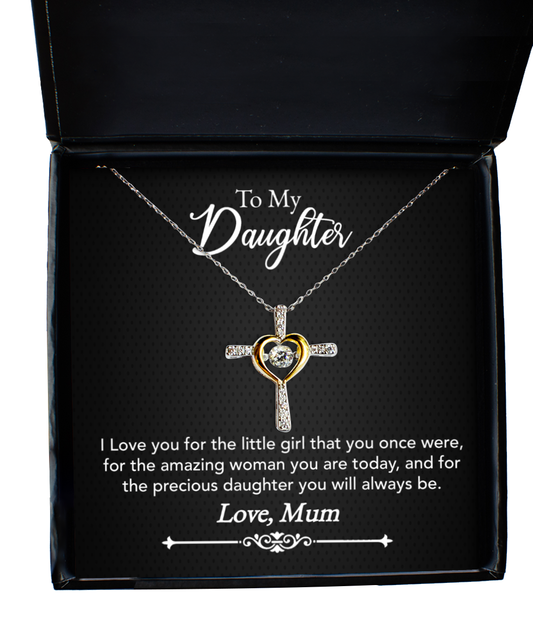 Mum Jewelry Gift To Daughter, Cross Dancing Necklace For Daughter, Mum To Daughter, Mum Daughter Gift, Loving Daughter From Mum