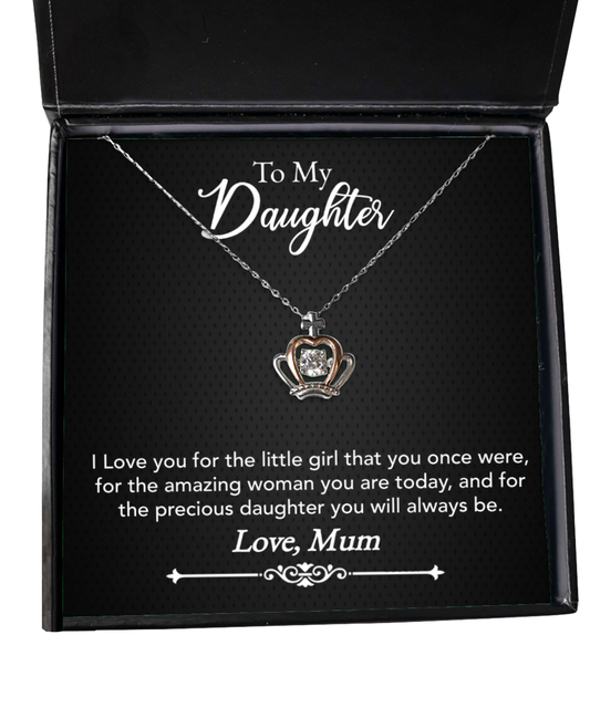 Mum Jewelry Gift To Daughter, Crown Pendant Necklace For Daughter, Mum To Daughter, Mum Daughter Gift, Loving Daughter From Mum