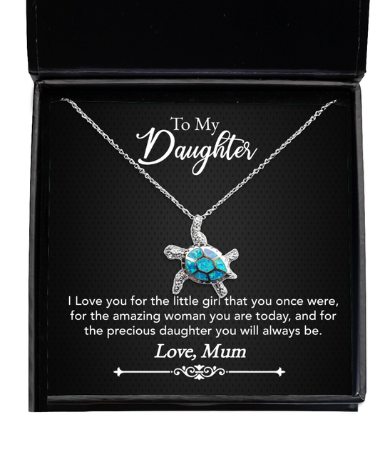 Mum Jewelry Gift To Daughter, Opal Turtle Necklace For Daughter, Mum To Daughter, Mum Daughter Gift, Loving Daughter From Mum