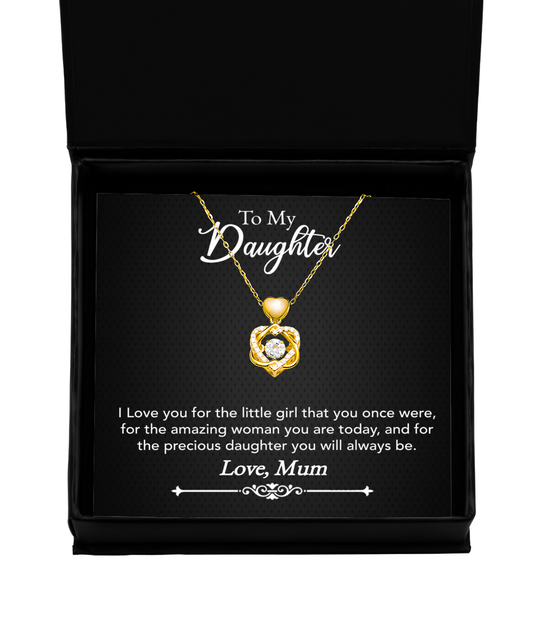 Mum Jewelry Gift To Daughter, Heart Knot Gold Necklace For Daughter, Mum To Daughter, Mum Daughter Gift, Loving Daughter From Mum