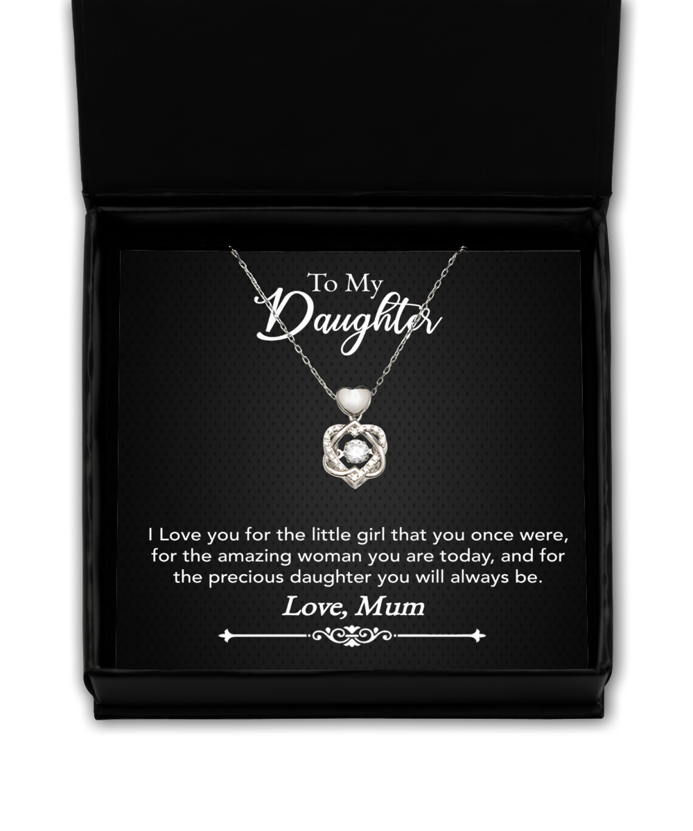 Mum Jewelry Gift To Daughter, Heart Knot Silver Necklace For Daughter, Mum To Daughter, Mum Daughter Gift, Loving Daughter From Mum