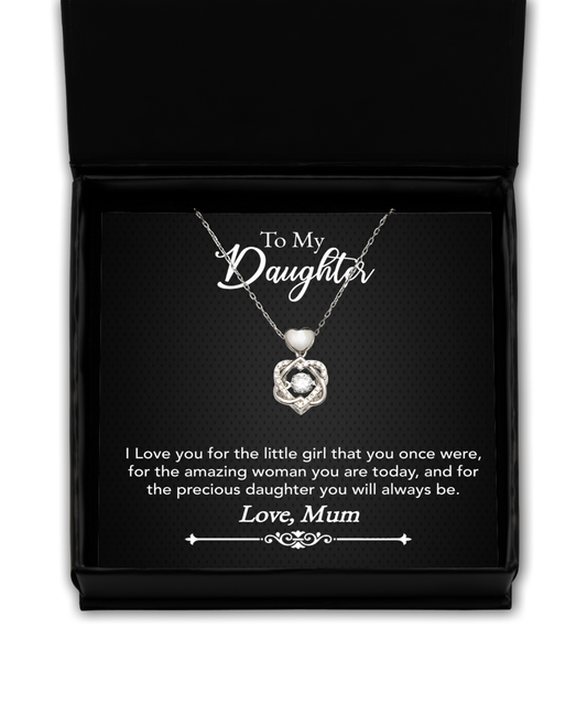 Mum Jewelry Gift To Daughter, Heart Knot Silver Necklace For Daughter, Mum To Daughter, Mum Daughter Gift, Loving Daughter From Mum