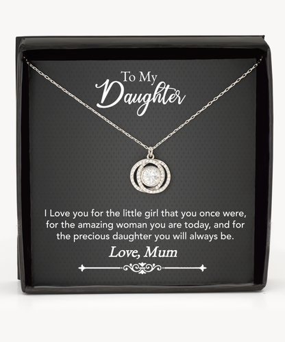 Mum Jewelry Gift To Daughter, Double Crystal Circle Necklace For Daughter, Mum To Daughter, Mum Daughter Gift, Loving Daughter From Mum