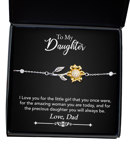 To My Precious Daughter Gift From Dad, Daughter Sunflower Bracelet, Dad Daughter Gift, Daughter Bracelet From Dad