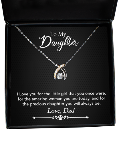 To My Precious Daughter Gift From Dad, Daughter Wishbone Dancing Necklace, Dad Daughter Gift, Daughter Necklace From Dad