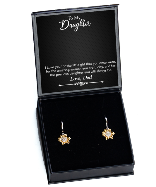 To My Precious Daughter Gift From Dad, Daughter Sunflower Earrings, Dad Daughter Gift, Daughter Earrings From Dad