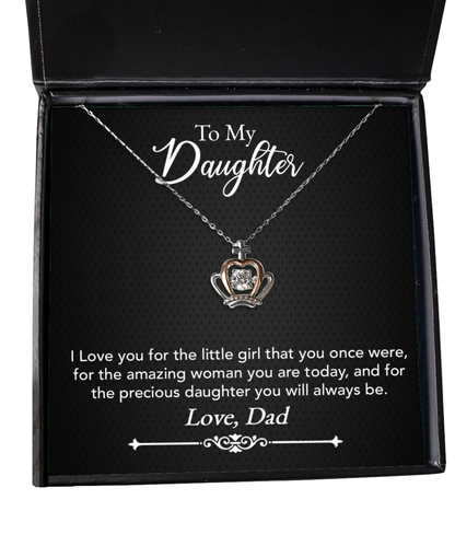 To My Precious Daughter Gift From Dad, Daughter Crown Pendant Necklace, Dad Daughter Gift, Daughter Necklace From Dad