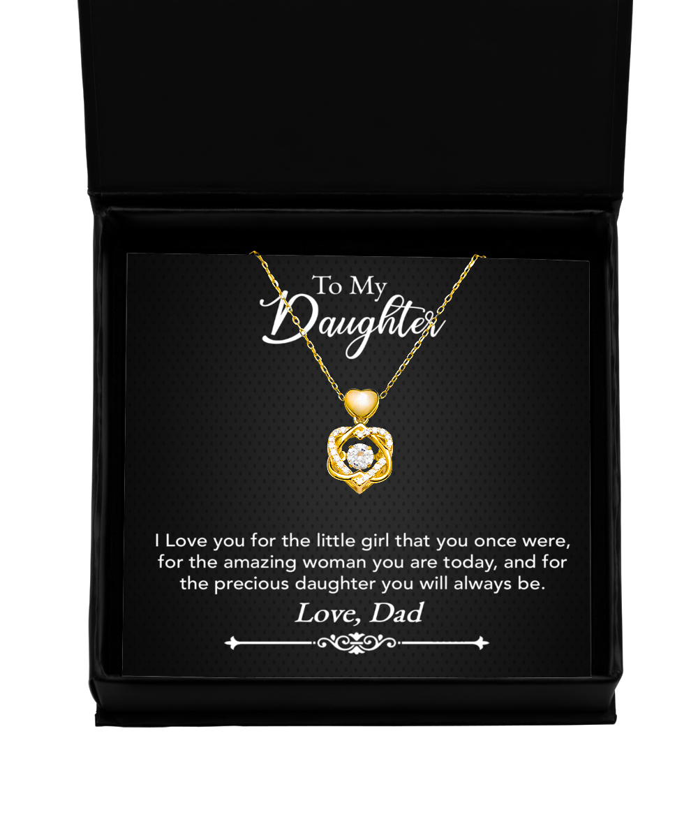 To My Precious Daughter Gift From Dad, Daughter Heart Knot Gold Necklace, Dad Daughter Gift, Daughter Necklace From Dad