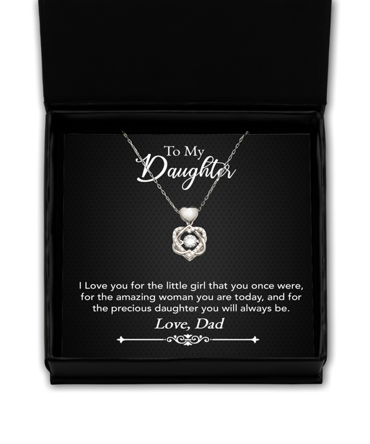 To My Precious Daughter Gift From Dad, Daughter Heart Knot Silver Necklace, Dad Daughter Gift, Daughter Necklace From Dad