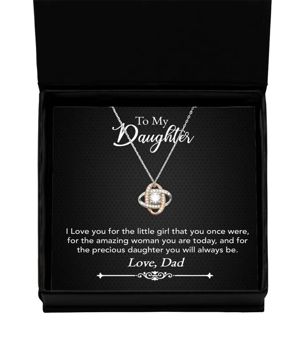 To My Precious Daughter Gift From Dad, Daughter Love Knot Rose Gold Necklace, Dad Daughter Gift, Daughter Necklace From Dad