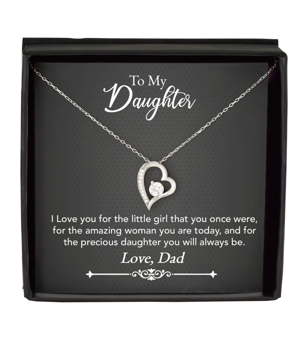 To My Precious Daughter Gift From Dad, Daughter Solitaire Crystal Necklace, Dad Daughter Gift, Daughter Necklace From Dad