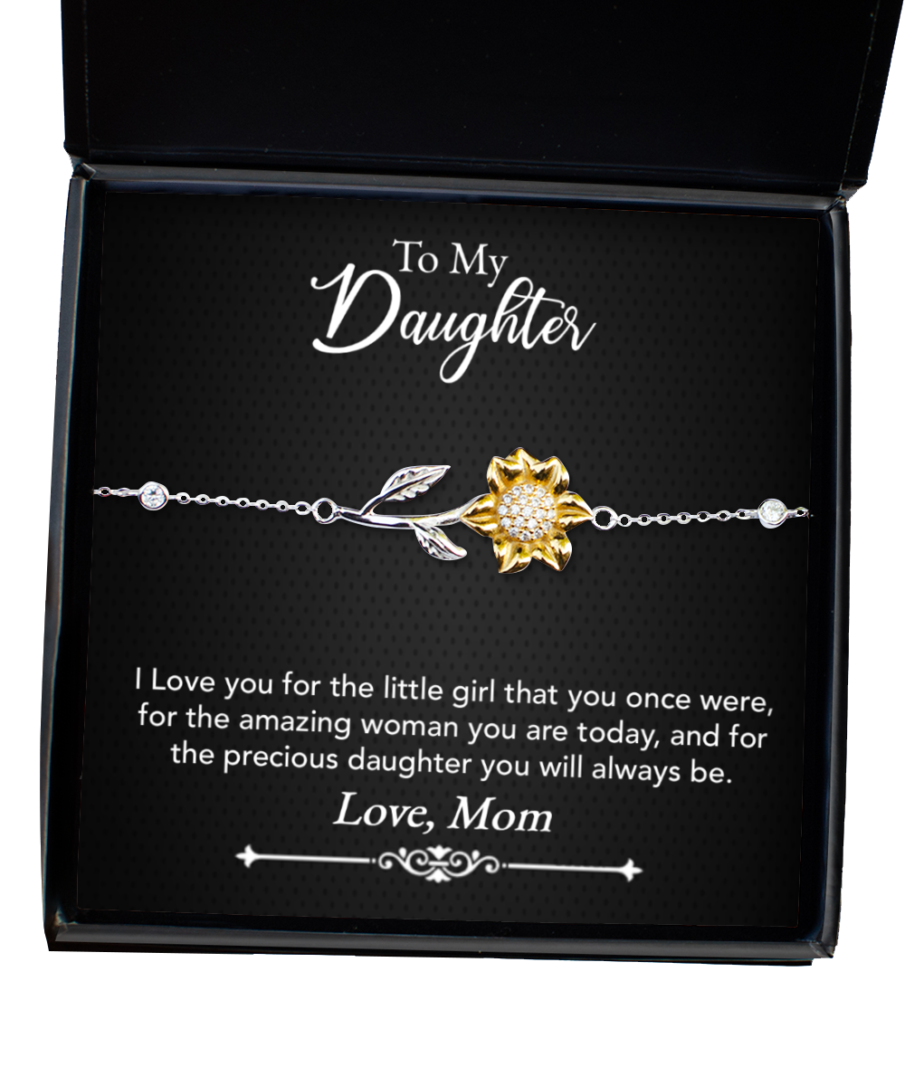 To My Precious Daughter Gift From Mom, Daughter Sunflower Bracelet, Mom Daughter Gift, Daughter Necklace From Mom