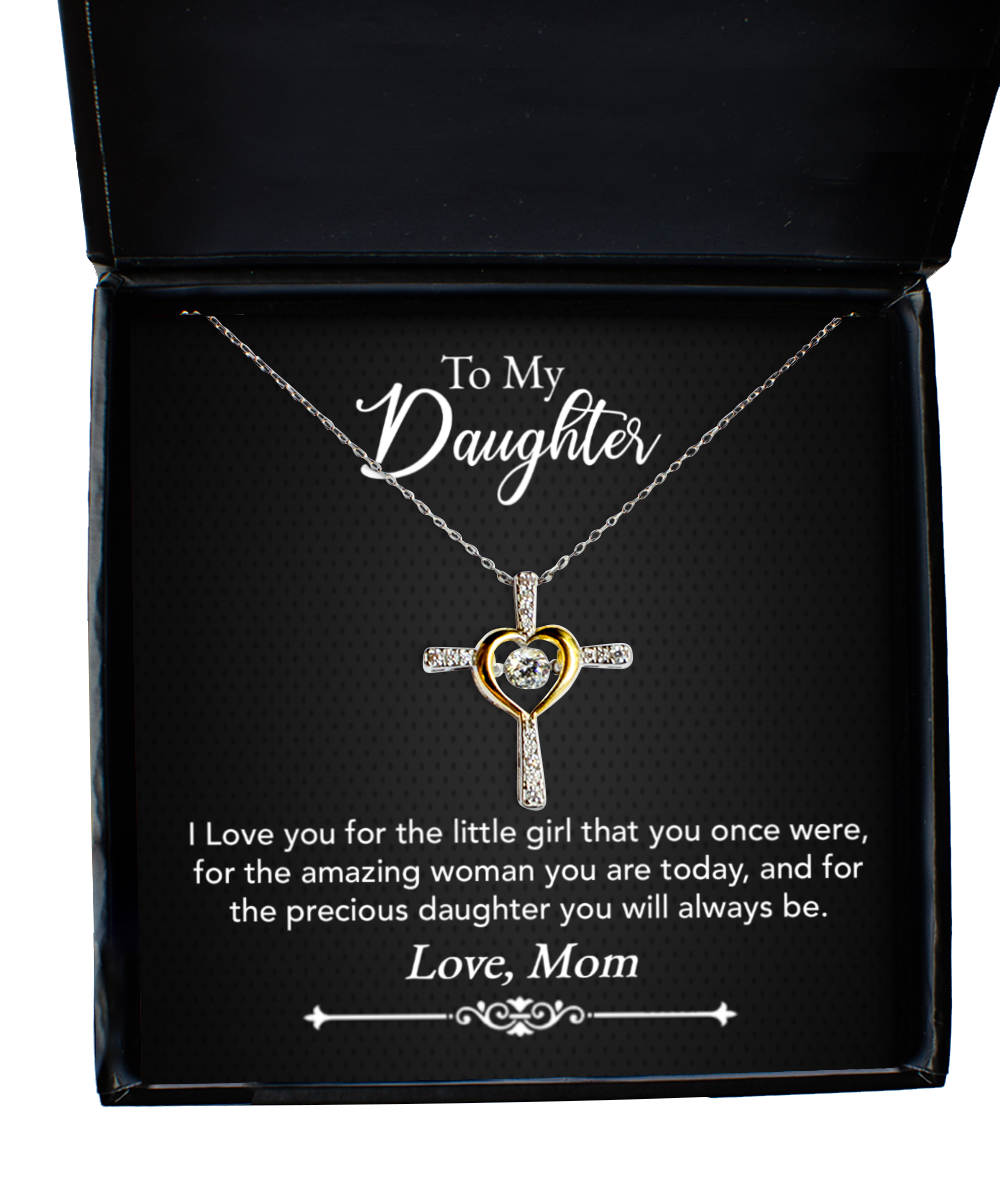 To My Precious Daughter Gift From Mom, Daughter Cross Dancing Necklace, Mom Daughter Gift, Daughter Necklace From Mom
