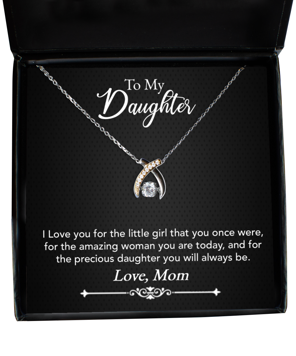 To My Precious Daughter Gift From Mom, Daughter Wishbone Dancing Necklace, Mom Daughter Gift, Daughter Necklace From Mom