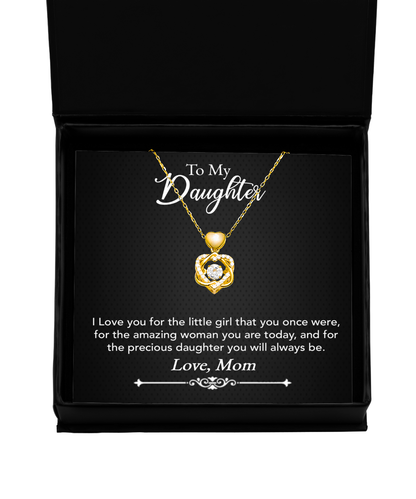 To My Precious Daughter Gift From Mom, Daughter Heart Knot Gold Necklace, Mom Daughter Gift, Daughter Necklace From Mom