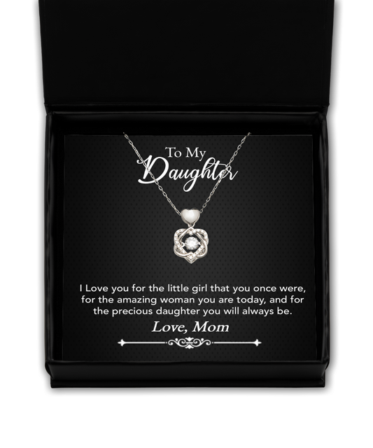 To My Precious Daughter Gift From Mom, Daughter Heart Knot Silver Necklace, Mom Daughter Gift, Daughter Necklace From Mom