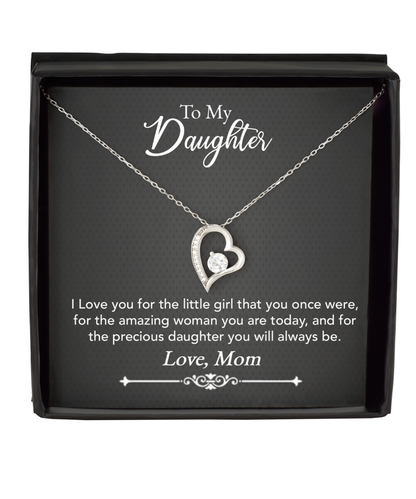 To My Precious Daughter Gift From Mom, Daughter Solitaire Crystal Necklace, Mom Daughter Gift, Daughter Necklace From Mom