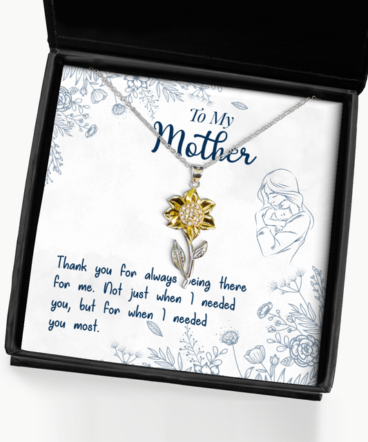 Thank You Gift To My Mother, Sunflower Pendant Necklace For Mother From Son, Mothers Day Gift Ideas, Mother  Bday Gifts From Daughter