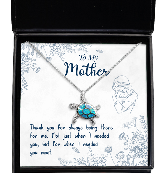 Thank You Gift To My Mother, Opal Turtle Necklace For Mother From Son, Mothers Day Gift Ideas, Mother  Bday Gifts From Daughter