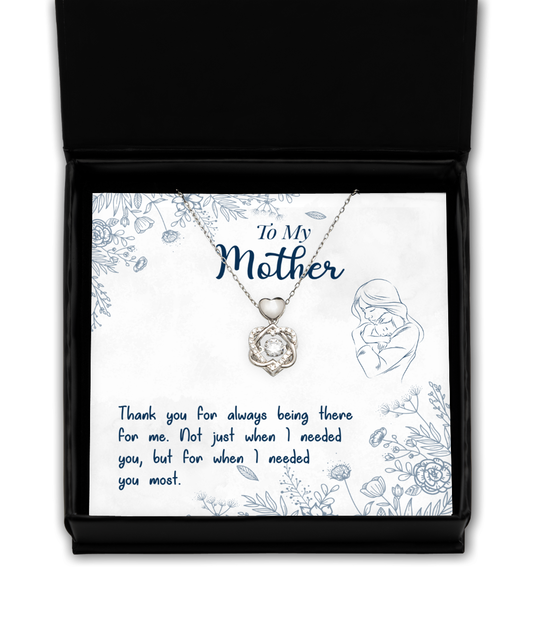 Thank You Gift To My Mother, Heart Knot Silver Necklace For Mother From Son, Mothers Day Gift Ideas, Mother  Bday Gifts From Daughter