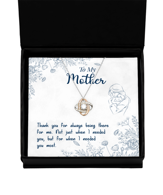 Thank You Gift To My Mother, Love Knot Rose Gold Necklace For Mother From Son, Mothers Day Gift Ideas, Mother  Bday Gifts From Daughter