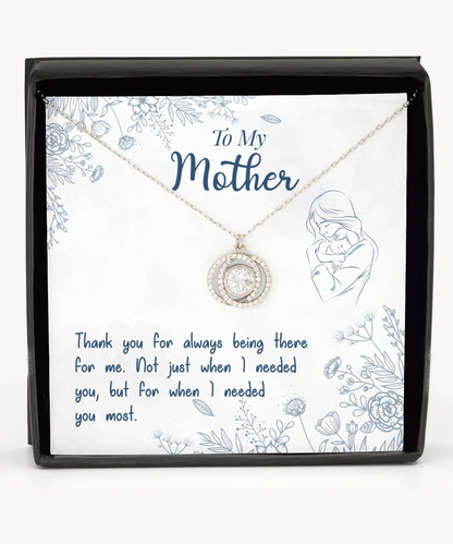 Thank You Gift To My Mother, Double Crystal Circle Necklace For Mother From Son, Mothers Day Gift Ideas, Mother  Bday Gifts From Daughter