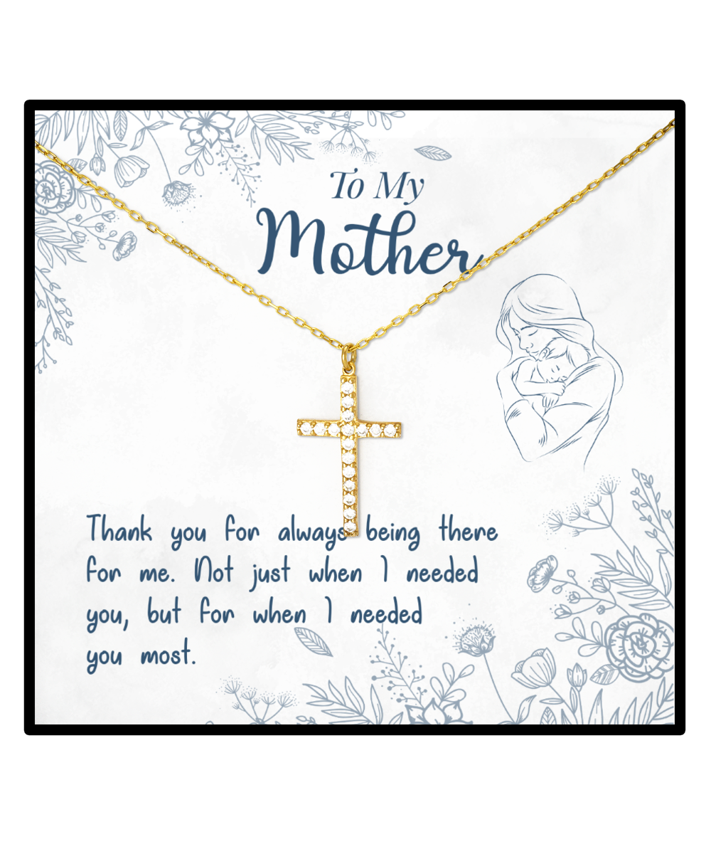 Thank You Gift To My Mother, Crystal Gold Cross Necklace For Mother From Son, Mothers Day Gift Ideas, Mother  Bday Gifts From Daughter