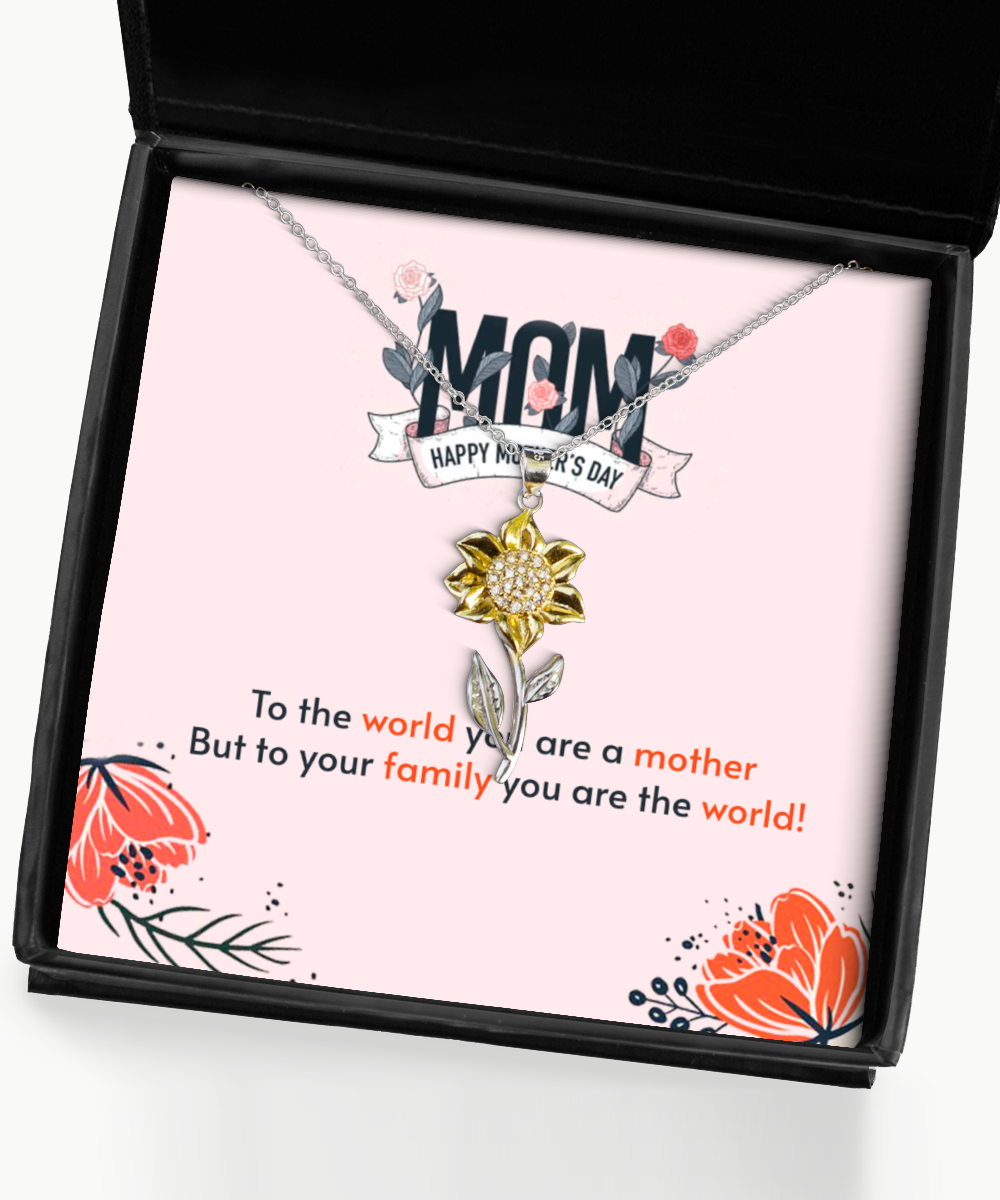 Happy Mother's Day Mom, Sunflower Pendant Necklace For Mom, Appreciation Gift To Mom From Daughter, Mom Jewelry Gift, I Love You Mom