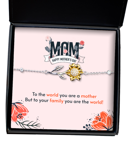 Happy Mother's Day Mom, Sunflower Bracelet For Mom, Appreciation Gift To Mom From Daughter, Mom Jewelry Gift, I Love You Mom